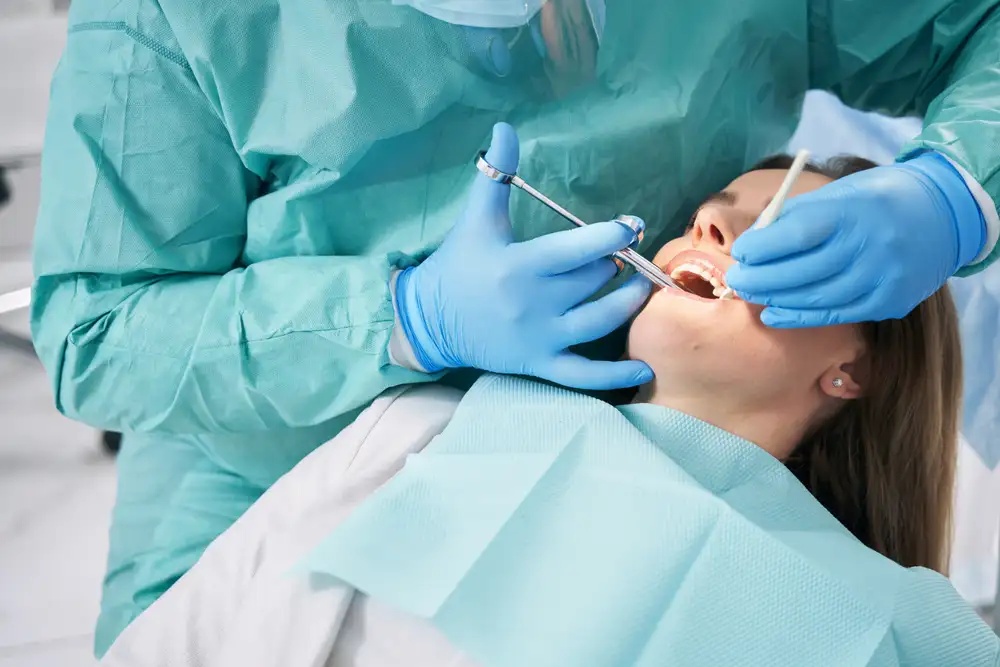 Patient sleeping during dental procedure